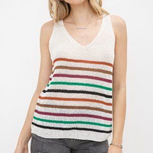 Striped Knit V-Neck Tank Top